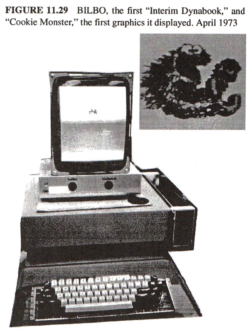 BILBO, the first 'interim Dynabook', and Cookie Monster', the first graphics it displayed. April, 1973